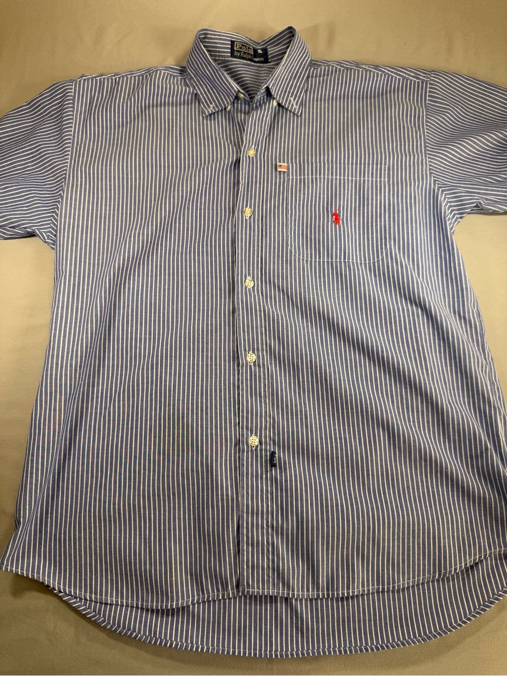 Polo by Ralph Lauren Vintage Blue White Striped Button Down Shirt Men’s XL